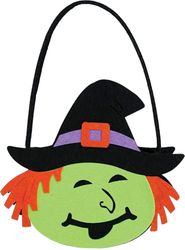 FIESTAS GUIRCA | Häxfiltkorg (13 x 16 cm) - Hink för trick eller godis och halloweendekoration - perfekt tillbehör för fester och fester - orange