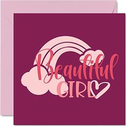 Baby Girl Card - Congratulations - Princess Baby Girl Quotes Beautiful Cards Newborn, Well Done Congrats New Cards, Welcome To The World, 145mm Greeting Cards for Parents
