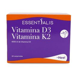 Essentialis Vitamina D3+K2 – Vitamina D3 4000UI y Vitamina K2 100 mcg - Alta Biodisponibilidad – Ayuda a mantener niveles adecuados de vitamina D en el organismo - Para 2 meses - 60 comprimidos
