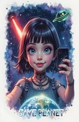 SAVE PLANET- I am a space girl : 120 Blank Pages (5.5 x 8.5 inches)