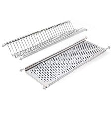 EMUCA Escorredor de pratos e copos para móveis de cozinha com 80 cm de largura, largura interior módulo 735-770 mm, aço inoxidável