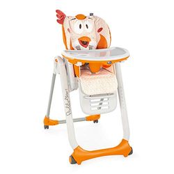 Chicco Polly 2 Start Chaise Haute pour Bébé de la Naissance à 3 ans (15 kg), Réglable, 4 Roues, Dossier Entièrement Inclinable en Transat et Fermeture Compacte - fancy chicken