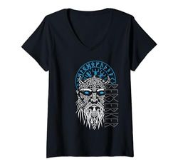 Mujer Brújula berserker y vikinga, diseño nórdico Odin Camiseta Cuello V