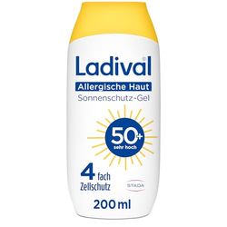 Ladival Żel przeciwsłoneczny LSF 50+ do skóry alergicznej – krem przeciwsłoneczny w przypadku alergii na słońce i trądziku Majorki, wodoodporny, beztłuszczowy, 4-krotna ochrona komórek, przyjazny dla