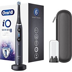 Oral-B iO Series 8 cepillo de dientes eléctrico recargable con 1 mango de inteligencia artificial, 1 cepillo y 1 estuche de viaje oferta premium, negro