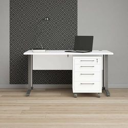 Dmora Bureau Orphee, Bureau Multi-usages, Table de Bureau, Porte PC, Plan de Travail, 150 x 80 h75 cm, Blanc et Gris, Panneau de Particules mélaminé
