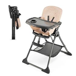 Kinderkraft FOLDEE kinderstoel, ergonomisch lichtgeicht, inklapbaar in compact formaat met handgreep, rugleuningstanden en voetsteunstanden, afneembare dienblad, van 6 maanden tot 3 jaar, roze