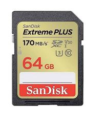 SANDISK - CARDS EXTREME PLUS 64GB SDHC MEMORY CARD 170MB/S 80MB/S UHS-I CLASS