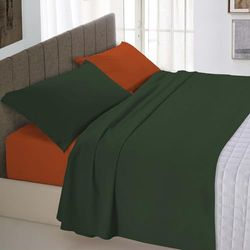 Italian Bed Linen Parure de lit Natural Color Vert Olive/Terre pour lit Double