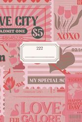 222 Journal - Stamps Collection: Vintage Valetines Composition Notebook | Love Print Collage | Cottagecore Aesthetic | For School, Office, Manifestation