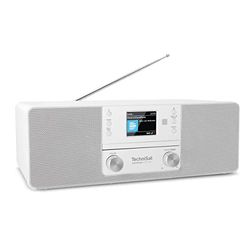 TechniSat DIGITRADIO 370 CD IR - Radio Internet (DAB+, FM, lecteur CD, WLAN, Bluetooth, écran couleur, USB, AUX, prise casque, réveil, 10 watts, télécommande) blanc