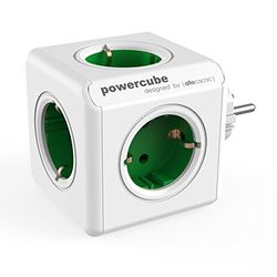 Allocacoc 16896 PowerCube Ladrão de 5 tomadas em forma de cubo, branco