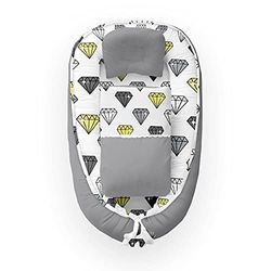 Kospu babynest con cuscino e coperta per neonati, 100% cotone, imbottitura in schiuma di poliestere e perline in silicone, paracolpi 90 x 70 cm