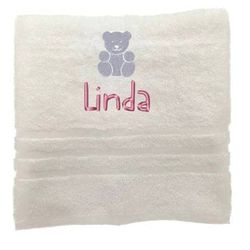 Asciugamano personalizzato con nome splendidamente ricamato Asciugamano da bagno Asciugamano in cotone 100% Asciugamano da bagno con nome (100 x 50 cm, Orsacchiotto di peluche 2)