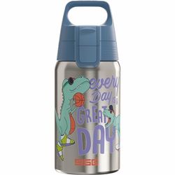 SIGG - Roestvrijstalen drinkfles voor kinderen - Shield One Great Day - Geschikt voor koolzuurhoudende dranken - Lekvrij - Vederlicht - BPA-vrij - Grijs - 0,5L