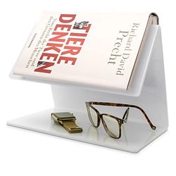 Book Stand as Book Butler Made of White PLEXIGLAS. Beautiful Designer Book Holder, Quran Stand, Book Stand as Reading Aid, Bedside Table Reading Stand or Cookbook Holder, Cookbook Stand