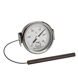TFA Dostmann Termómetro analógico de acero inoxidable hasta 500 °C, 14.1037, adecuado para el horno de pizza, horno de piedra, horno de leña o barbacoa/ahumador, con sensor de cable, repuesto o