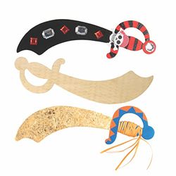 Baker Ross Lot de 4 Sabres de Pirate en Bois pour enfants à personnaliser