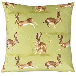 Evans Lichfield Country Running Hares Cushion Cover, Sage, 43 x 43cm