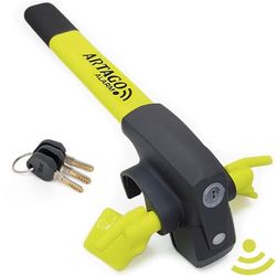 ARTAGO 870 Anti-roubo carro, alta gama, barra anti-roubo 2em 1 sem / com alarme 120 dB+LED escuro, bloqueio de volante mais seguro e desenho em torno de um raio, melhor floco de carro, universal