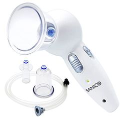 SANICO Skin Perfect Massaggiatore Anticellulite | elettrico a coppettazione | rassodante per il corpo | massaggio ad aspirazione intensiva con 3 campane | Fianchi ed Interno Coscia Braccia, Pancia