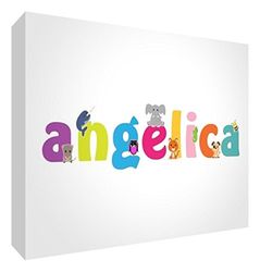 Little Helper LHV-ANGELICA-A7BLK-15IT Panneau décoratif pour nouveau-né/baptême, idée cadeau, motif personnalisable avec nom de fille Angelica, multicolore, 7,4 x 10,5 x 2 cm