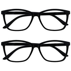 La Compañía Gafas De Lectura Negro Lectores Valor Pack 2 Grande Estilo Diseñador Hombres Bisagras Resorte RR51-1 +1,00