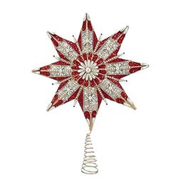 Kurt Adler 16.5-Inch 8-Point Ruby and Platinum Star Treetop