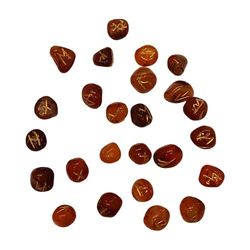 VIE Naturals Chakra Red Carnelian Rune Set with Pouch, 1-2cm
