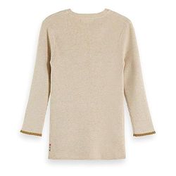 Scotch & Soda Dames Button Detail Skinny Rib Pullover, Oatmeal Melange 0717, M