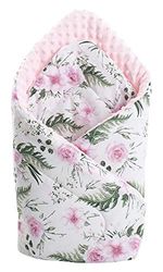 Medi Partners Saco de Dormir recién Nacido Minky 100% Algodón 75x75cm Todo el año Croissant para niños Multifuncional Antialérgico (Flores con Rosa Claro Minky)