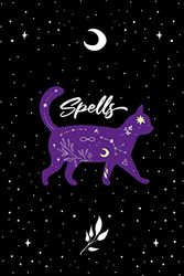 Spells Notebook: Magic Purple Cat Witch Journal - Lined Notebook Journal, 6 x 9", 110 Pages