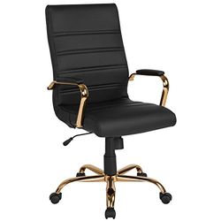 Flash Furniture Executive krętliki, czarna skóra/złota rama, 66 cm szer. x 69 cm gł. x 109 cm wys