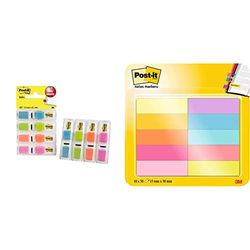 Post-It 3M Marcadores Adhesivos Para Libros Pack 10 X 50 Hojas – Notas Adhesivas De Papel De 12.7 X 44.4 Mm – Color Surtido + 70005040152 Dispensador 3+1 Índex 1/2%22%22