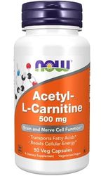 Now Foods, acetil-L-carnitina, 500 mg, 50 cápsulas veganas, aminoácidos