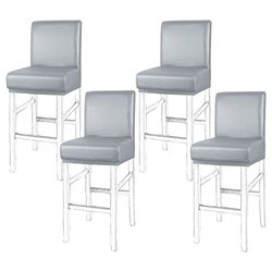 PiccoCasa Lot de 4 Housses de Tabouret de Bar en Similicuir - étanches, avec Bande élastique - Gris