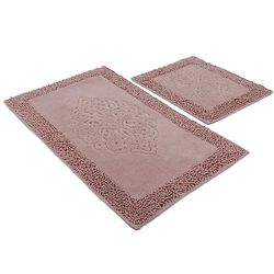 Ensemble de tapis de salle de bain (2 pièces) brun clair rectangulaire