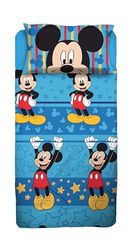 Topolino Mickey Mouse, Set Lenzuolo Letto Singolo, Completo Letto Singolo Disney, Lenzuolo Sopra, Lenzuolo Con Angoli, Federa, Blu, Disney, 100% Cotone, Prodotto Ufficiale