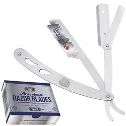 The Shave Factory Shaving Set Of Premium Straight Razor And 100 American Razor Blades (Single Edge)