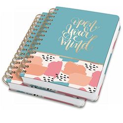 SIGEL JN611 Lote de 2 Cuadernos espirales premium, 16,8 x 21,5 cm, punteado, tapa dura, motivo de pinceladas, pastel/verde/naranja/rosa - Jolie
