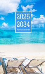 Pocket Calendar 2025-2034 For Purse: Ten Years - January 2025 Through December 2034 With Inspirational Quotes & Holidays / Small Size 4 x 6.5 / Beach Design