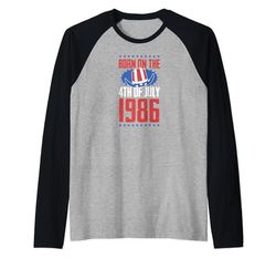 Nato il 4 luglio 1986 Anno di nascita USA Festa di compleanno Maglia con Maniche Raglan