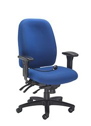 office hippo Cadeira de escritório, 24 horas, costas altas, com braços e suporte lombar, ajustável, tecido, tecido, azul real, 69 x 67 x 110,5 cm