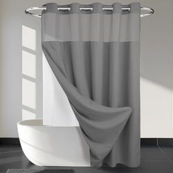 River Dream Tenda da doccia a nido d'ape con fodera a scatto, 70 x 74 cm (larghezza x altezza), qualità alberghiera, tenda da bagno tipo spa, grigio