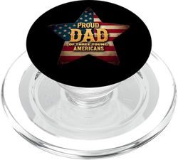 Orgulloso Papá De Tres Jóvenes Americanos Día Del Padre Patriótico PopSockets PopGrip para MagSafe