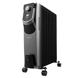 Cecotec Radiateur Bain d'Huile ReadyWarm 11000 Space 360º Black.11 éléments, 2500 W, 28 m², Thermostat ajustable avec trois niveaux de puissance, Ramasse-câbles, Systèmes de sécurité