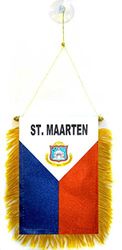 Sint Maarten mini Banner 6'' x 4'' - Sint Maarten PENNANT 15 x 10 cm - mini Banners 4x6 inch zuignap hanger - AZ FLAG