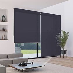 madecostore Plain Charcoal Grey Mesh Roller Blind - 84 x 250 cm (W x H) - With Drilling