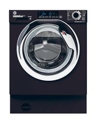 Hoover H-WASH/DRY HBDOS 695TAMCBE-80 Integrated Washer Dryer, 9Kg Wash+5Kg Dry, 1600 Rpm, 12 Programmes, 3 Drying Levels, Black with Chrome door