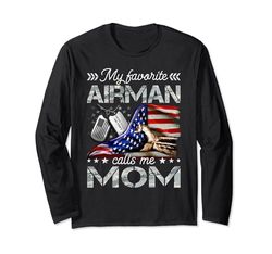 Il mio aviatore preferito mi chiama mamma orgogliosa della US Air Force Mom Maglia a Manica
